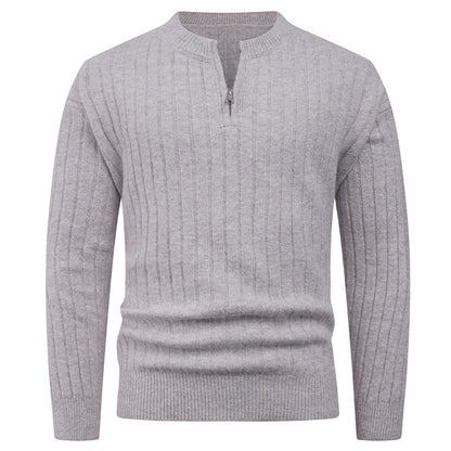 Herren Pullover Strick Modern mit Hochkragen und Reißverschluss
