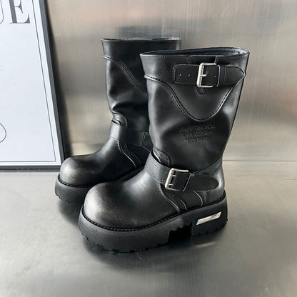 Damen Stiefel Robust Modisch mit Hoher Sohle Schuhe