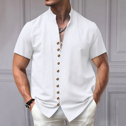 Herren Kurzarmhemd Modern Stehkragen Elegant