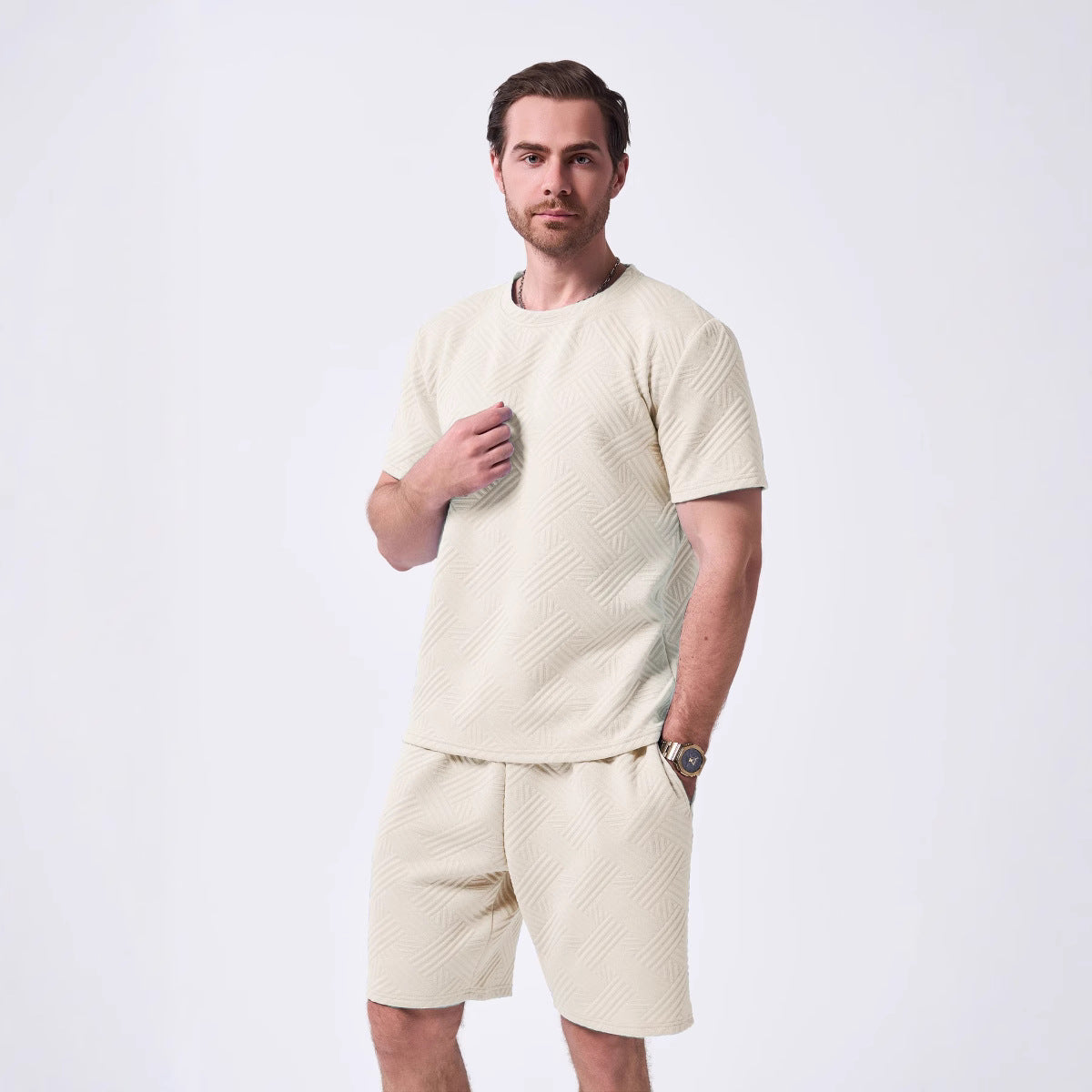 Herren Freizeitset Trendig Strukturmuster Moderne Mode