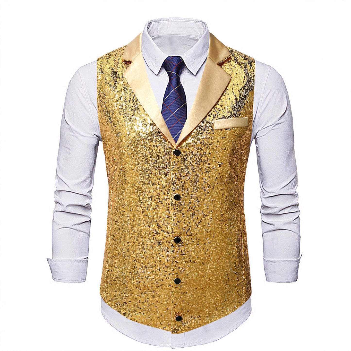 Glamour Herren Weste Pailletten Elegant