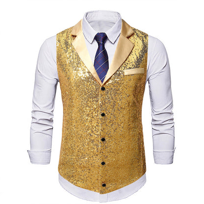 Glamour Herren Weste Pailletten Elegant