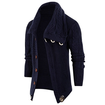 Herren Strickjacke Grobstrick Umschlagkragen Modern