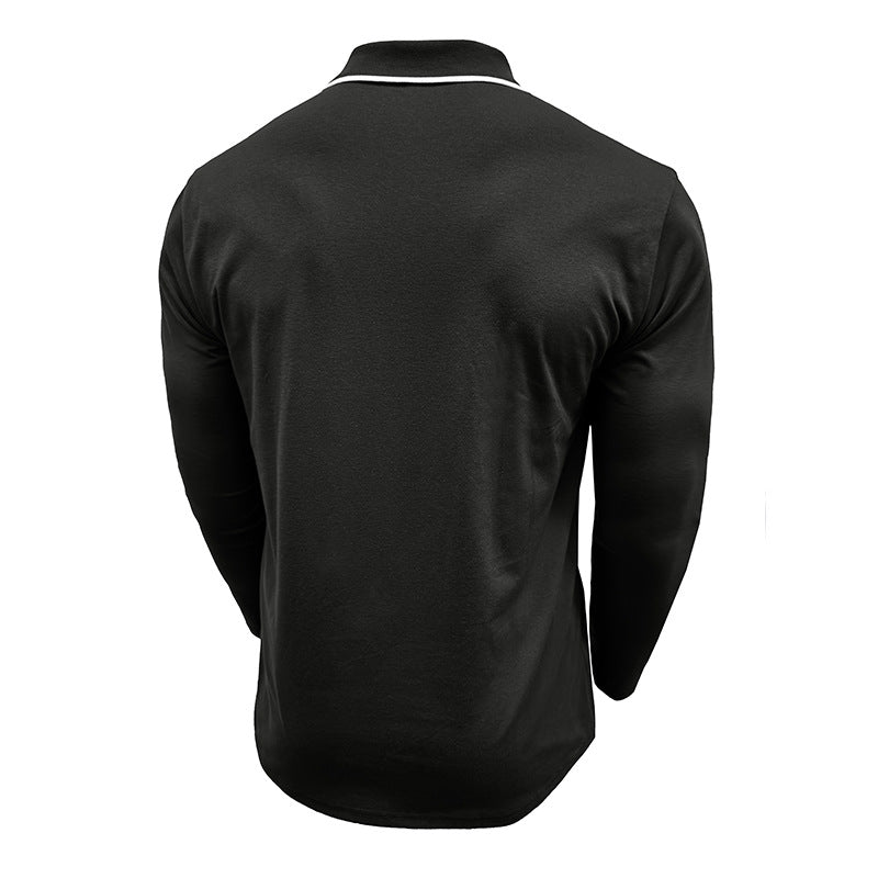 Herren Polo Langarm Modern Kontrastkragen Trendy
