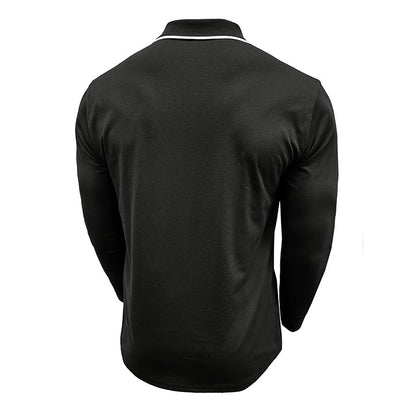 Herren Polo Langarm Modern Kontrastkragen Trendy