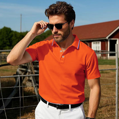 Herren Polo-Shirt atmungsaktiv mit Kontrastkragen Modern