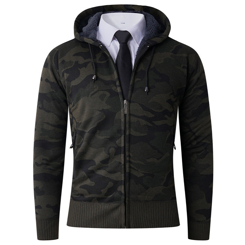 Herren Hoodie Camouflage Kapuze Gefüttert Modern