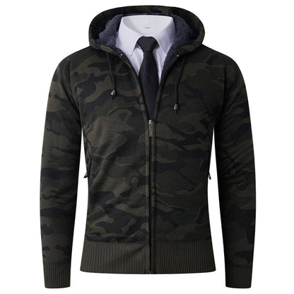 Herren Hoodie Camouflage Kapuze Gefüttert Modern