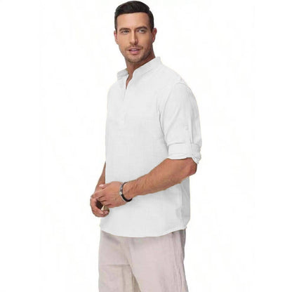 Herren Langarmhemd Modern Stehkragen Komfort Passform