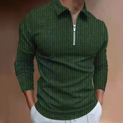 Herren Langarmshirt Sportlich Mit Stehkragen Modern