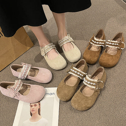 Damen Ballerina Schuhe Plüsch Elegant mit Schleife