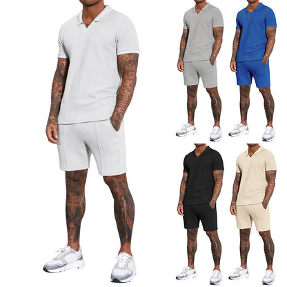 Herren Polo-Shirt und Shorts Set Atmungsaktiv Sportlich
