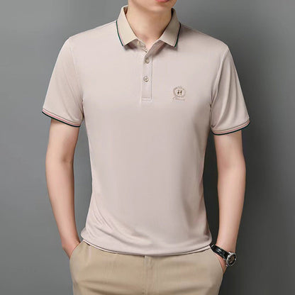 Herren Poloshirt Atmungsaktiv Kontrastkragen Elegant
