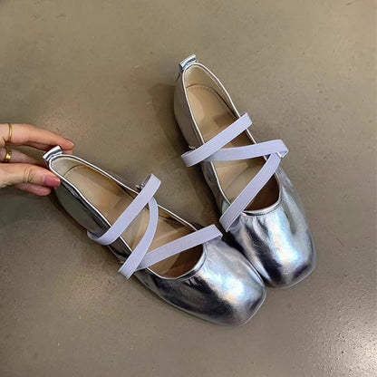Damen Ballerinas Bequem Komfort Riemen Schuhe