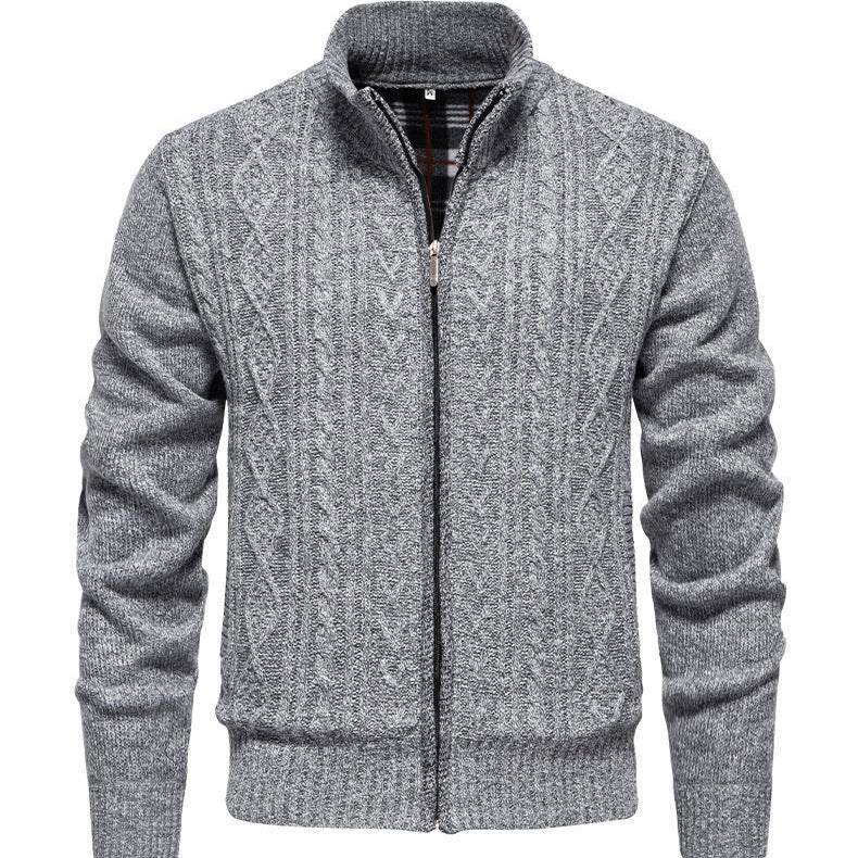 Herren Strickjacke Warm Highneck Reißverschluss