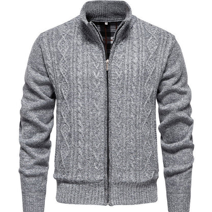 Herren Strickjacke Warm Highneck Reißverschluss