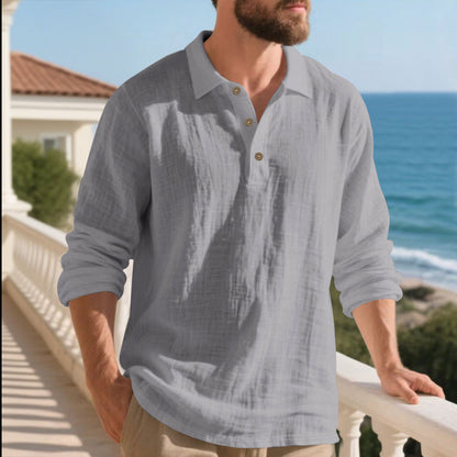 Herren Langarmhemd Modern mit Knöpfen und Texturstoff