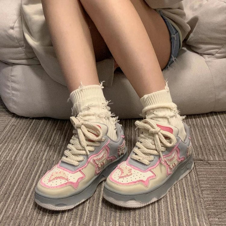 Damen Sneaker Tiermotiv Weichbezug Komfort Sohle