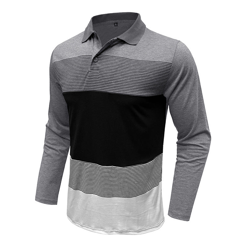 Herren Polo-Shirt Langarm Streifen Modern