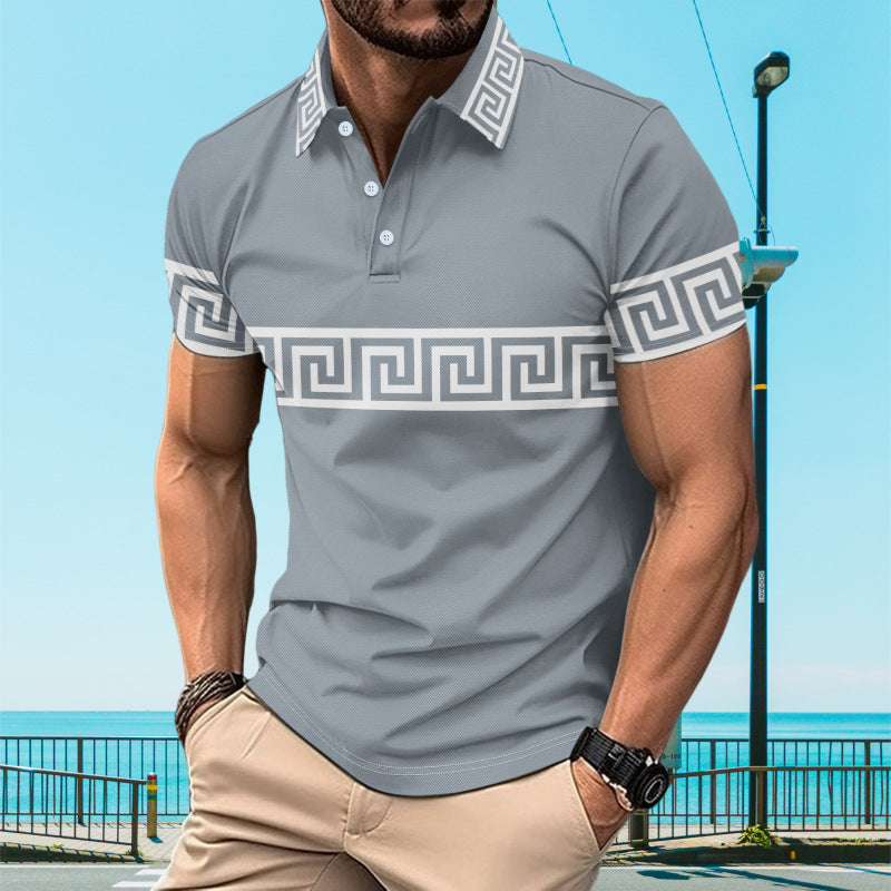 Herren Poloshirt Modern Geschnürt Trendig