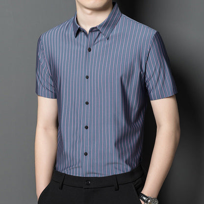 Herren Kurzarmhemd Streifen Elegant Slim Fit