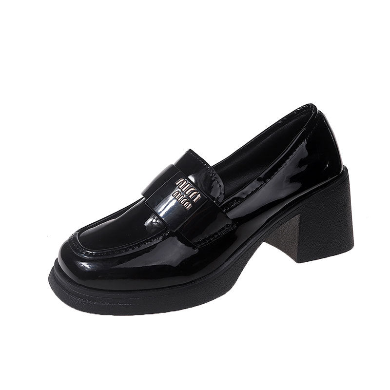Damen Mokassins Lackleder Elegant mit Schnalle Schuhe Schwarz