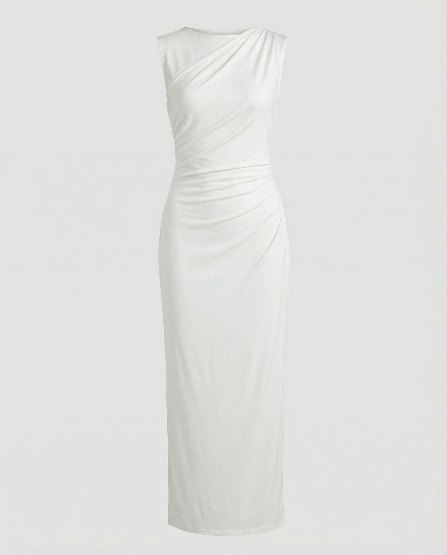 Damen Maxikleid Satin Elegant Drapierungen Lang