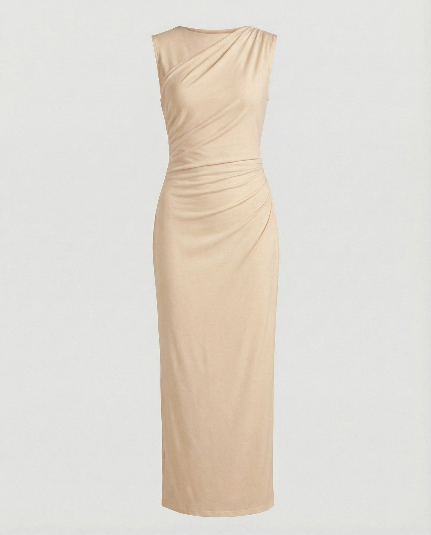Damen Maxikleid Satin Elegant Drapierungen Lang