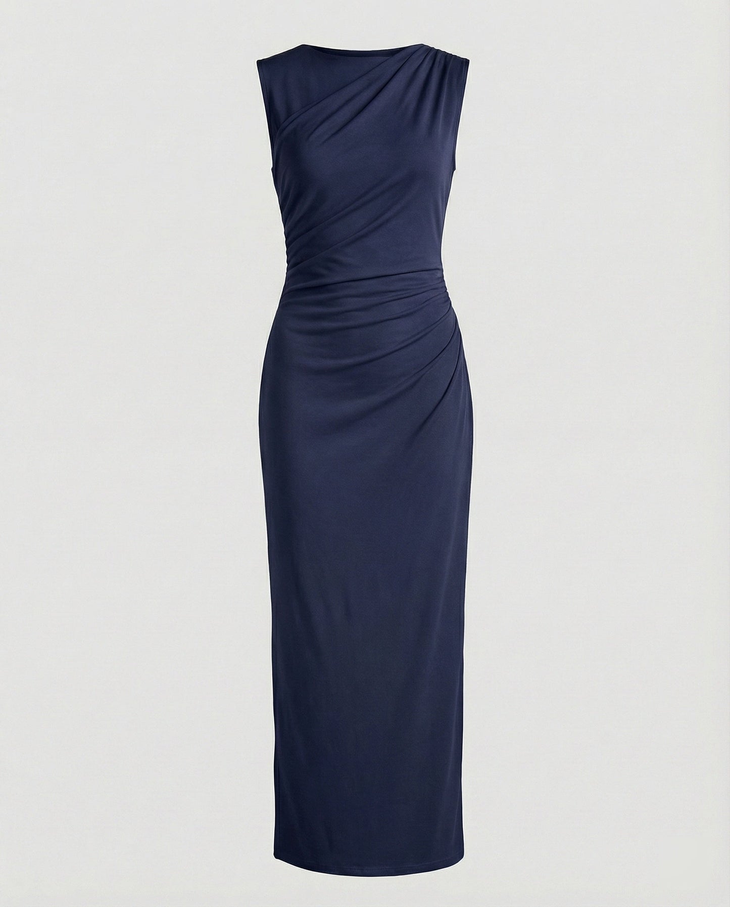 Damen Maxikleid Satin Elegant Drapierungen Lang