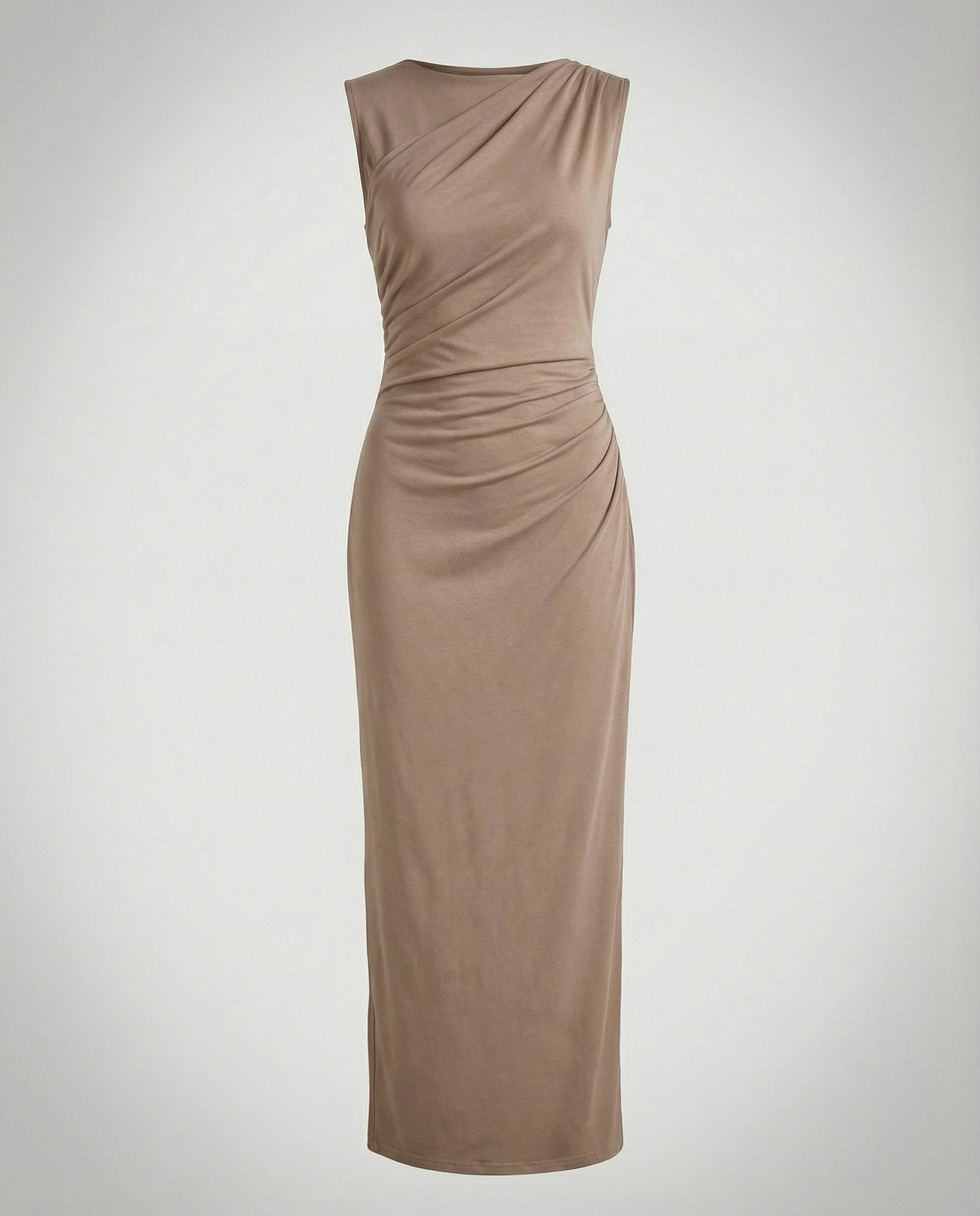 Damen Maxikleid Satin Elegant Drapierungen Lang