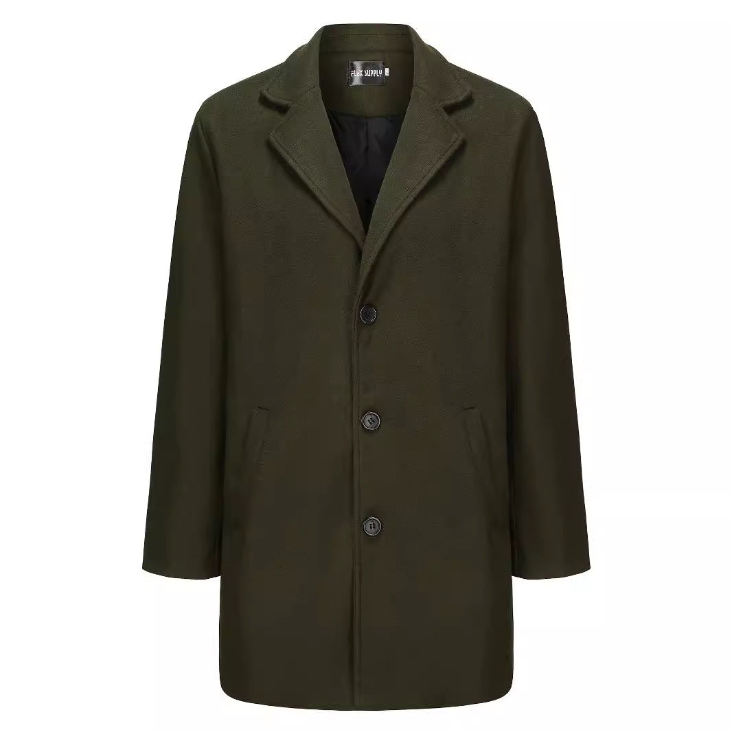 Herren Langmantel Modern Eleganter Schnitt Schwarz