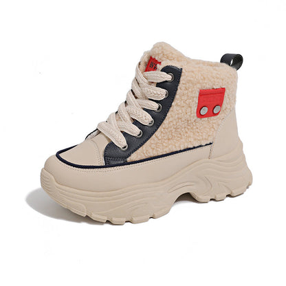 Damen Sneaker Warm High-Top Teddyfutter Schuhe Winter