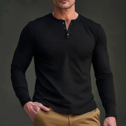 Herren Langarmshirt Henley T-Shirt Modern Berlin