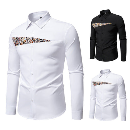 Herren Langarmhemd Paisley Muster Elegant Modern