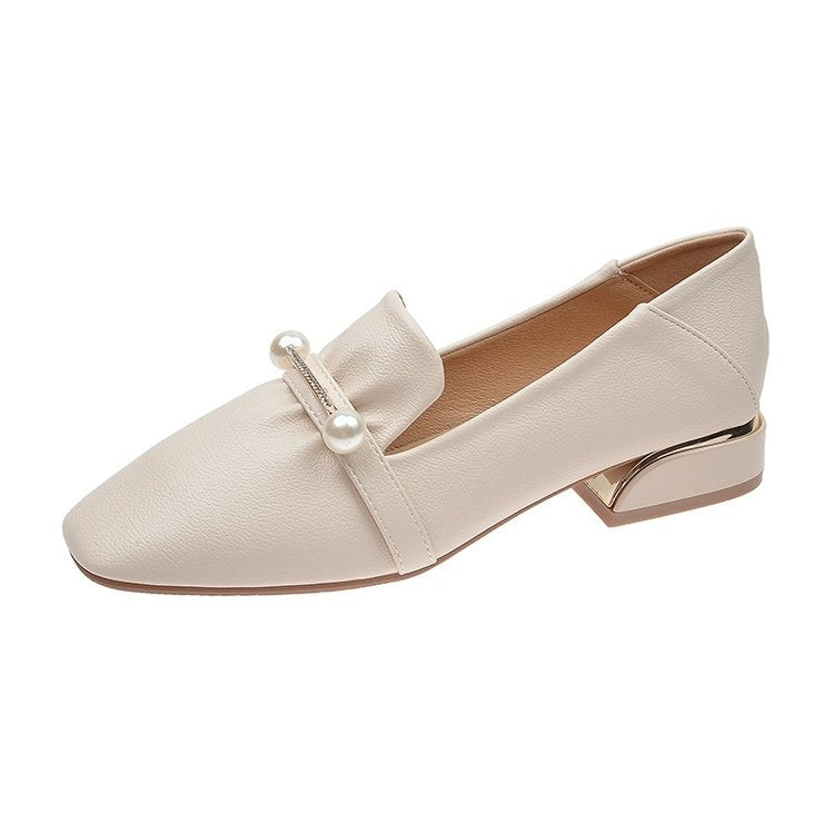 Damen Ballerinas ElegantePerlenschmuck Komfort Blockabsatz