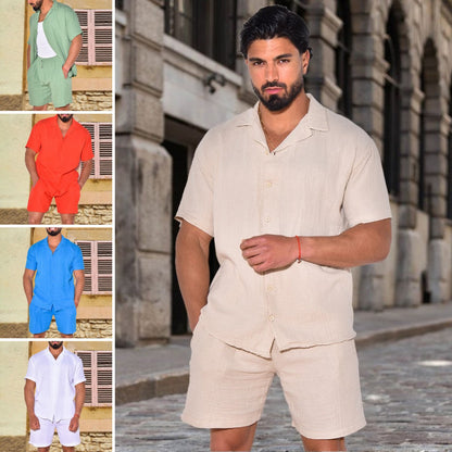 Herren Leichtiges Kurzarmhemd und Shorts Set Sommer - BerlinGlamour