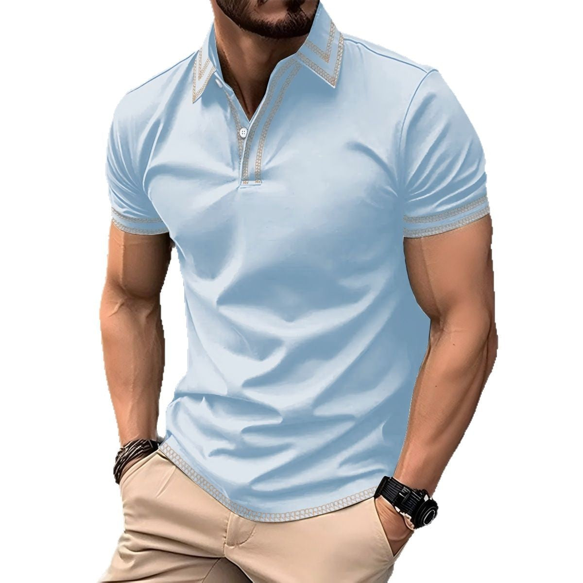 Herren Poloshirt Modern mit Stickdetails Trendy