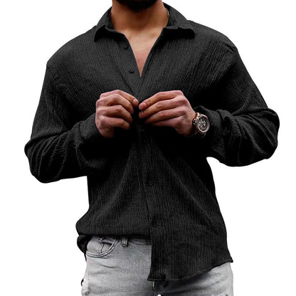 Herren Langarmhemd Lässig Strukturiert Casual