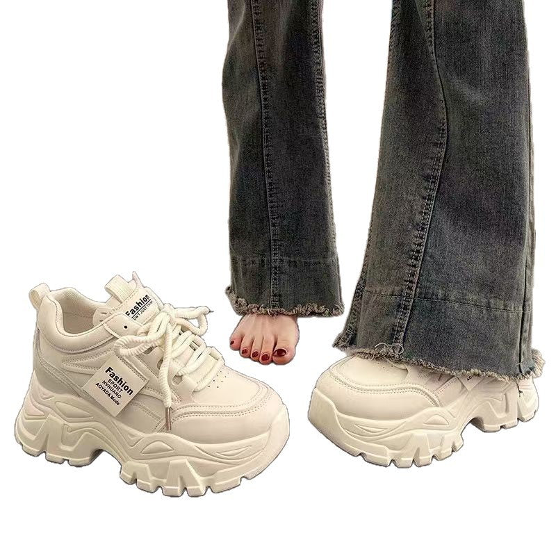 Damen Sneaker Chunky Bequem Sportlich Weiß