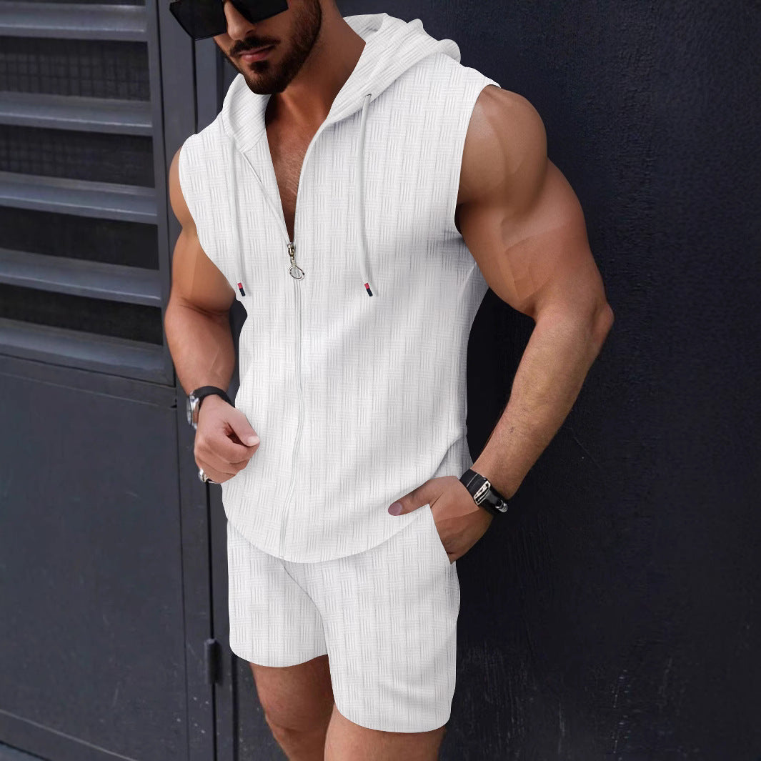 Herren Sportset Ärmelloser Hoodie und Shorts