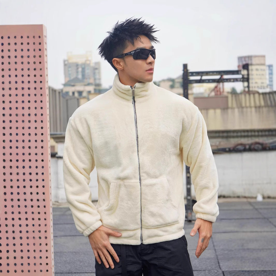 Herren Fleecejacke Weich Warm Mit Hochem Kragen