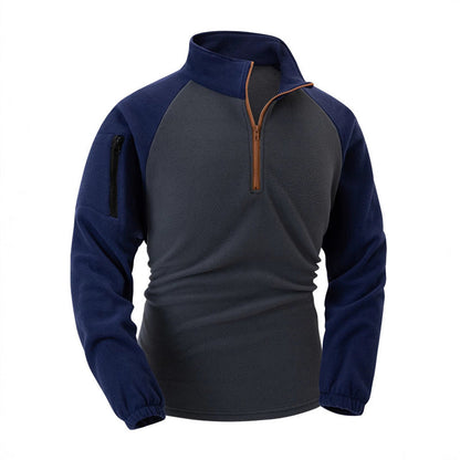 Herren Fleece-Pullover Warm Halb-Reißverschluss Funktions-Taschen