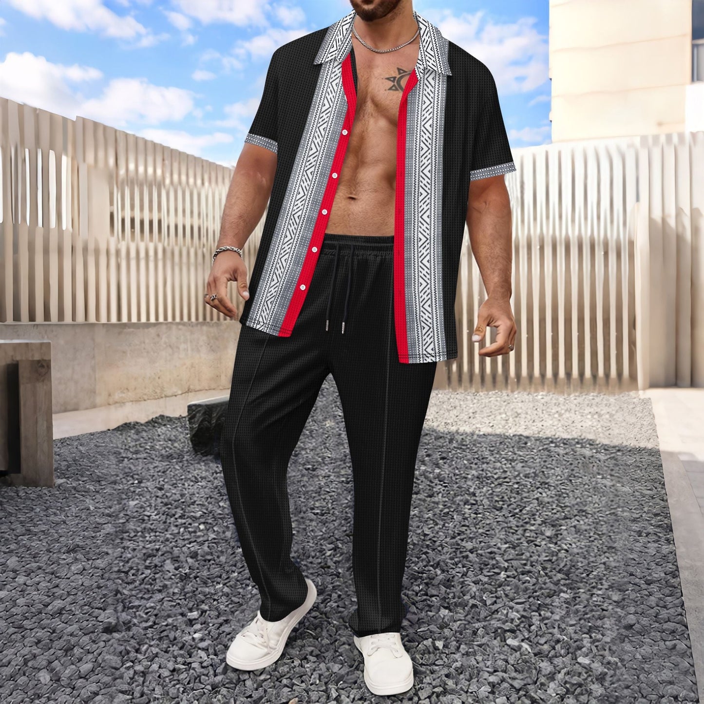 Herren Freizeithemd Modern mit Druck und atmungsaktiver Baumwolle