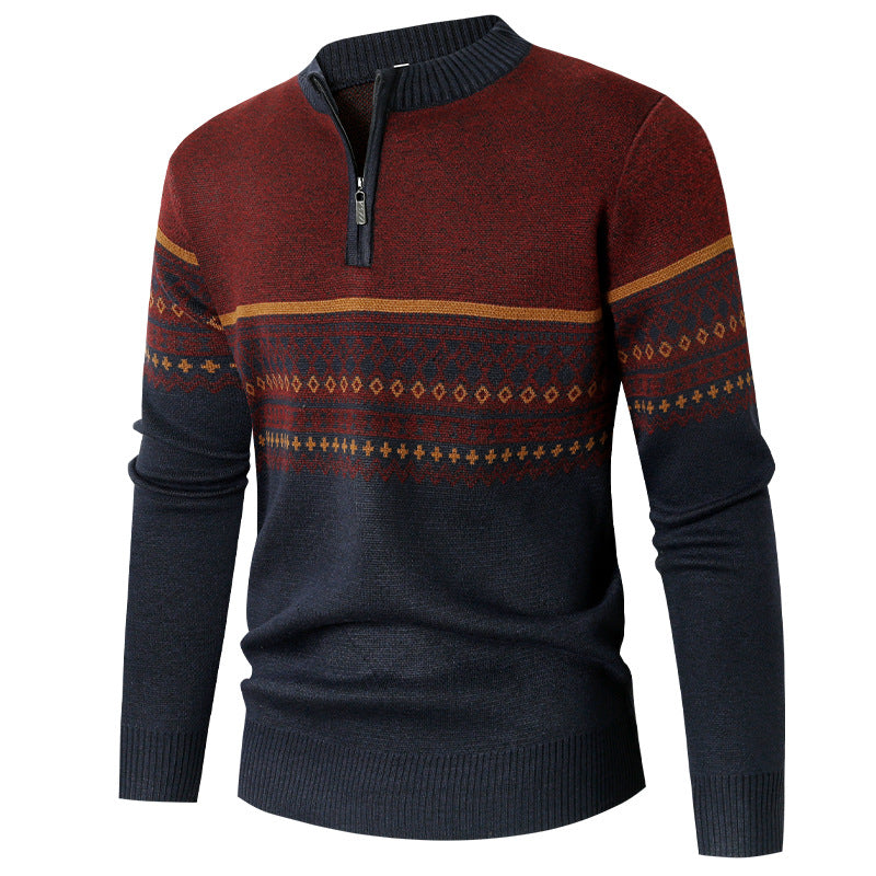 Herren Pullover Modern Geometrisches Muster Reißverschluss
