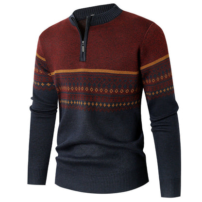 Herren Pullover Modern Geometrisches Muster Reißverschluss
