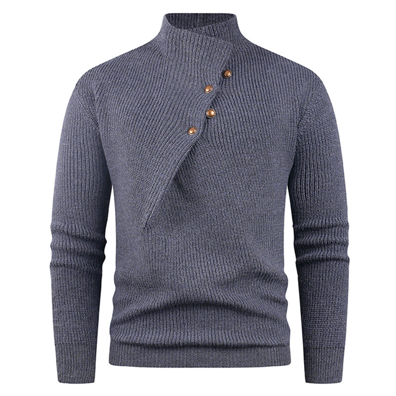 Herren Strickpullover Asymmetrisch Holzknöpfe Modern
