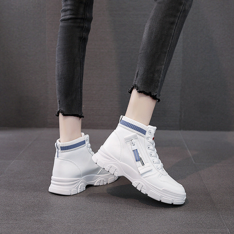 Damen Sneaker Hoch Modisch Atmungsaktiv Reißverschluss