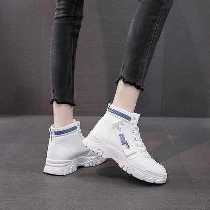 Damen Sneaker Hoch Modisch Atmungsaktiv Reißverschluss