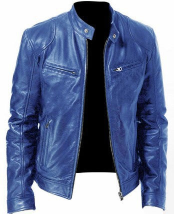 Lederjacke Herren Klassisch Elegant Reißverschluss Taschen