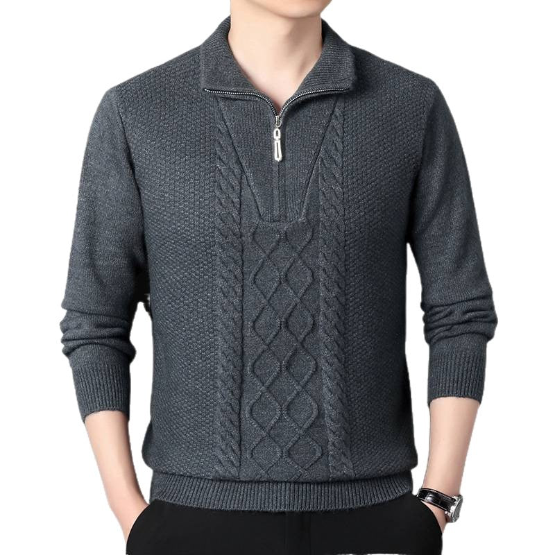 Herren Strickpullover Hochkragen Zipper Modern